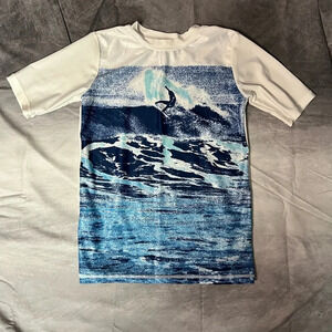 Wave Zone Blue Surfer Rash Guard Swim Shirt - size Large (10/12)